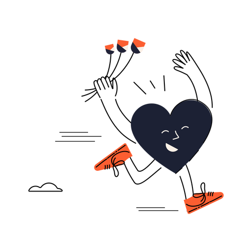 Running heart happy PNG Design