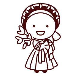 Russian traditional cute costume stroke PNG Design
