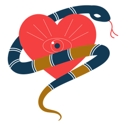Ojo de corazón romántico de serpiente Diseño PNG