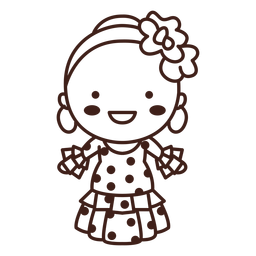Trazo de vestido de dama linda española Diseño PNG