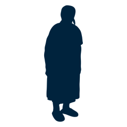 Silueta de mujer senior de pie Diseño PNG