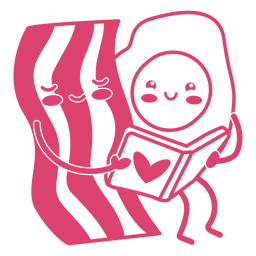 Stroke bacon egg reading together PNG Design
