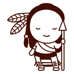 Curso bonito nativo americano Desenho PNG