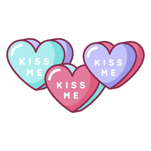 Three hearts valentine kiss me PNG Design