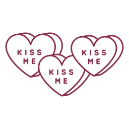 Tres San Valentín bésame Diseño PNG