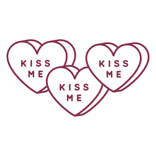 Tr?s namorados me beijam Desenho PNG