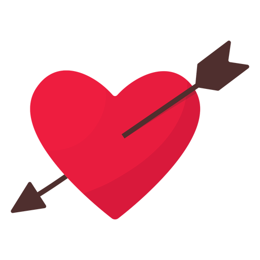 San Valentín flecha corazón plano Diseño PNG