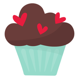 Cupcake de San Valentín plano Diseño PNG