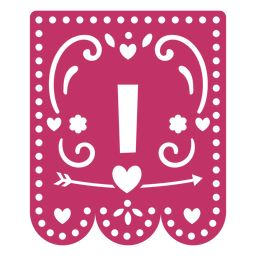 Valentine garland papercut signo de exclamación Diseño PNG