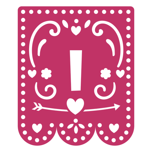 Valentine garland papercut exclamation point PNG Design