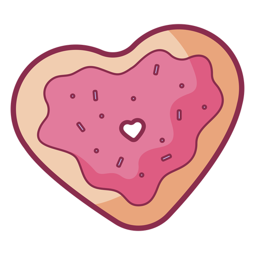Donut de corazón de San Valentín Diseño PNG
