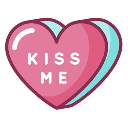 Valentine kiss me heart colored
