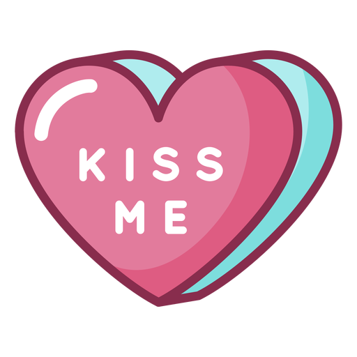 Valentine kiss me heart colored PNG Design