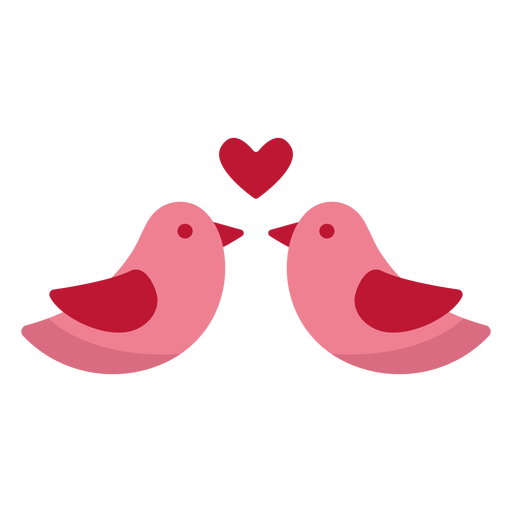Valentine Liebesvögel flach PNG-Design