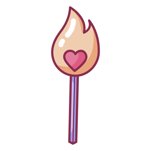Valentine Match Stick Herz farbig PNG-Design