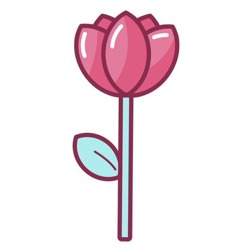 Valentine simple flower colored PNG Design
