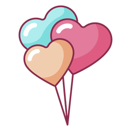 San Valentín tres globos de colores Diseño PNG