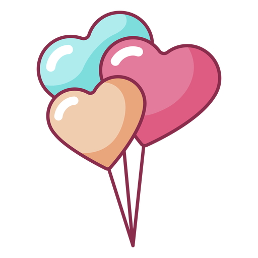 Valentine three balloons colored PNG Design