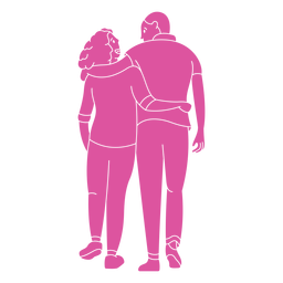 Caminando juntos silueta de pareja Diseño PNG