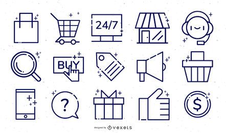 Conjunto de iconos de comercio electrónico de tienda online Conjunto de iconos de comercio electrónico de tienda online