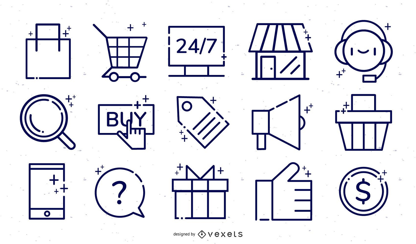 Conjunto de ícones de comércio eletrônico da loja online