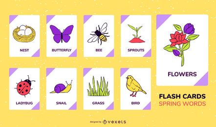 Conjunto de flashcard de elementos de primavera Conjunto de flashcard de elementos de primavera