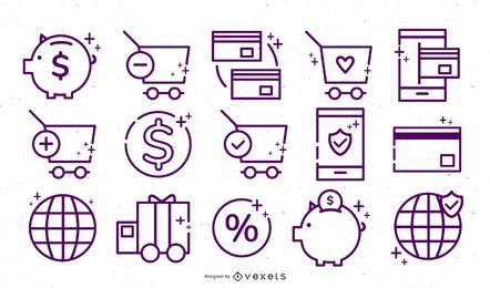 Online store stroke icon set