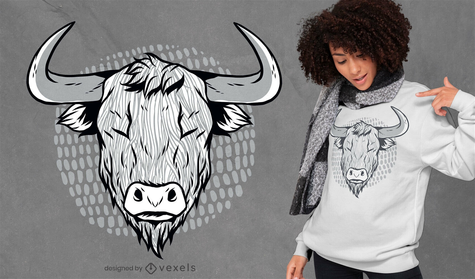 Design de camisetas com ilustração de gado das montanhas