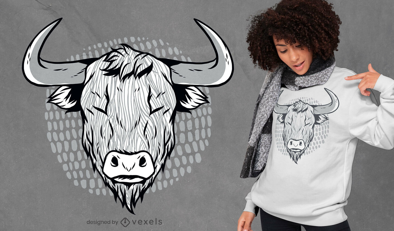 Diseño de camiseta Highland Cattle Illustration