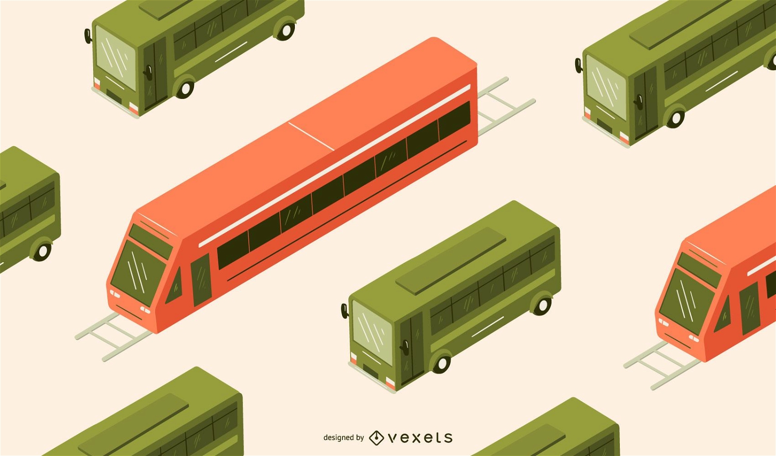 Ilustração isométrica de ônibus