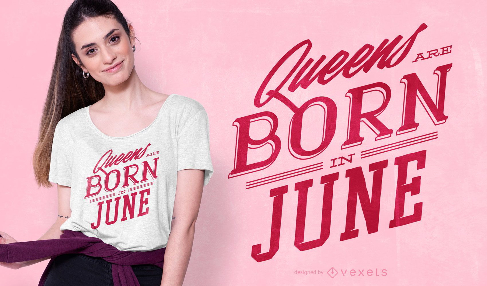 Diseño de camiseta Queens is Born Text