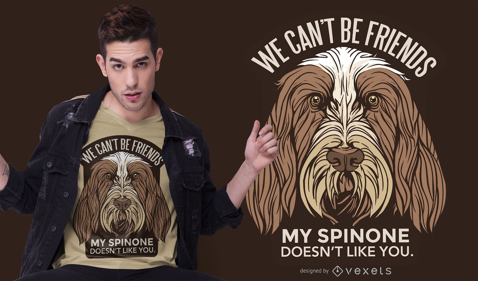 Spinone Dog Text T-Shirt Design