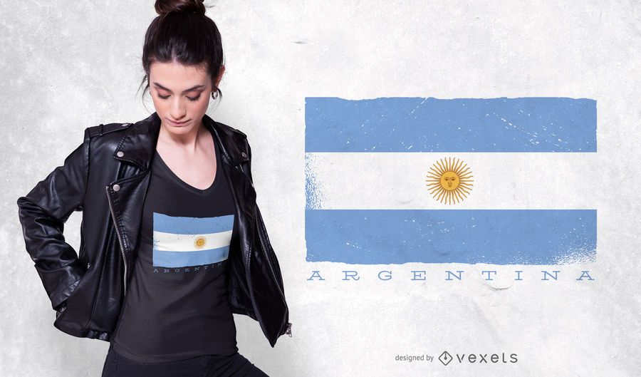 Design de t-shirt da bandeira da Argentina Design de t-shirt da bandeira da Argentina