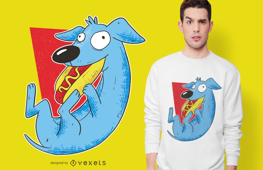 Dog Eat Hot Dog T-shirt Design Dog Eat Hot Dog T-shirt Design