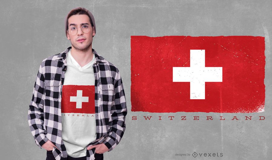 Diseño de camiseta de bandera de Suiza Diseño de camiseta de bandera de Suiza