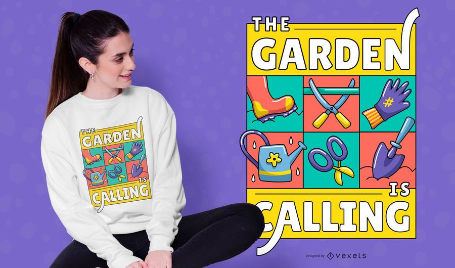 Garten, der Illustration T-Shirt Design nennt Garten, der Illustration T-Shirt Design nennt