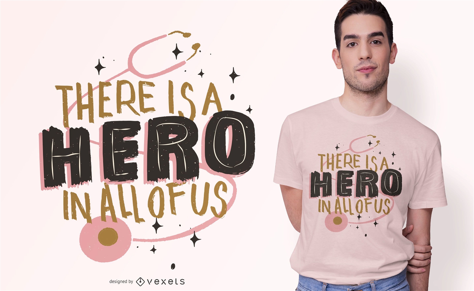 Design de camiseta Hero Text