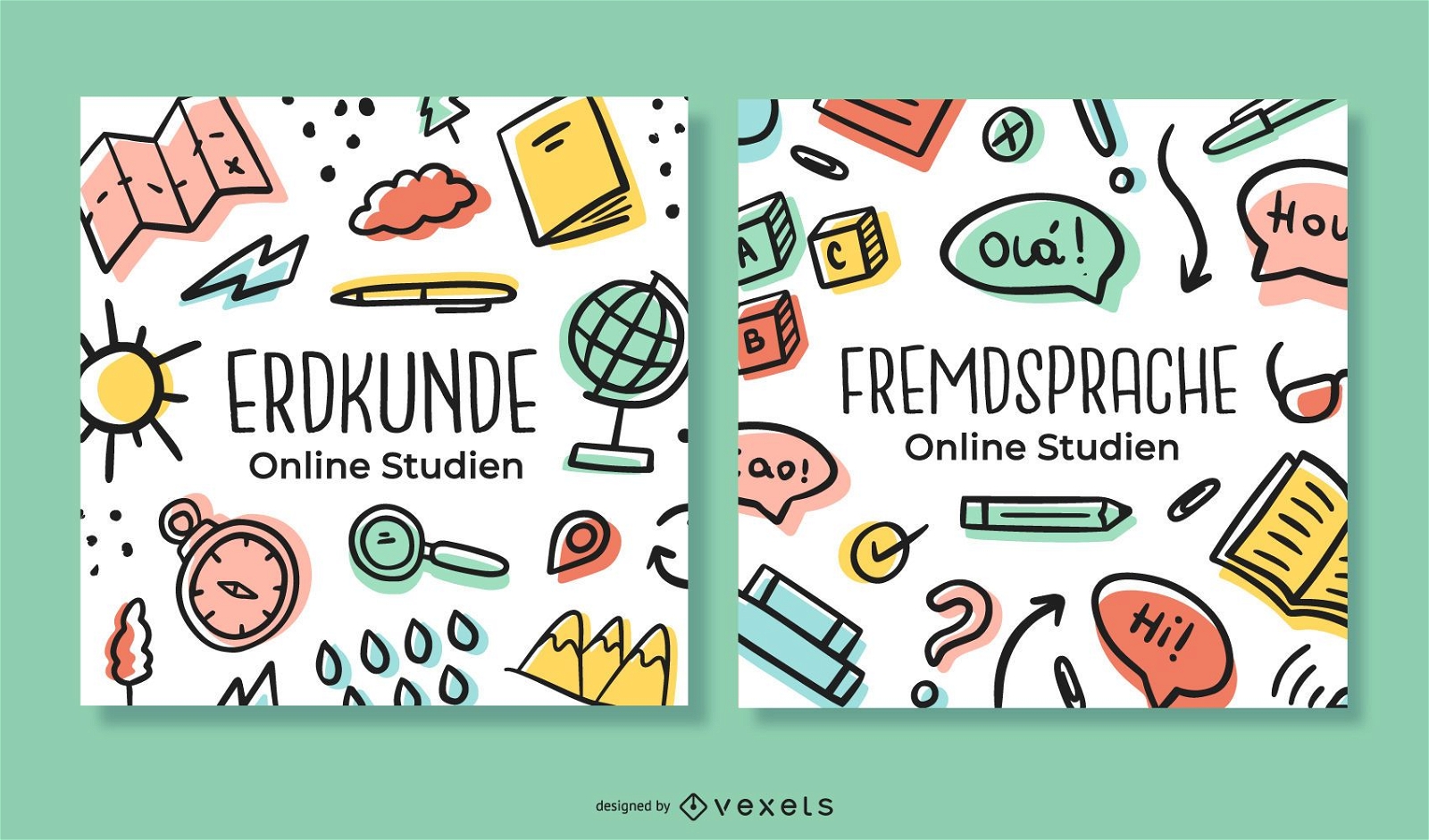 Online-Studie Deutsches Doodle Banner Pack