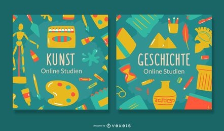 Pacote de Banner de Alemão para Estudo Online