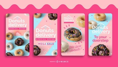 Donuts delivery social media stories set