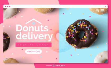 Plantilla de página de destino de entrega de donas