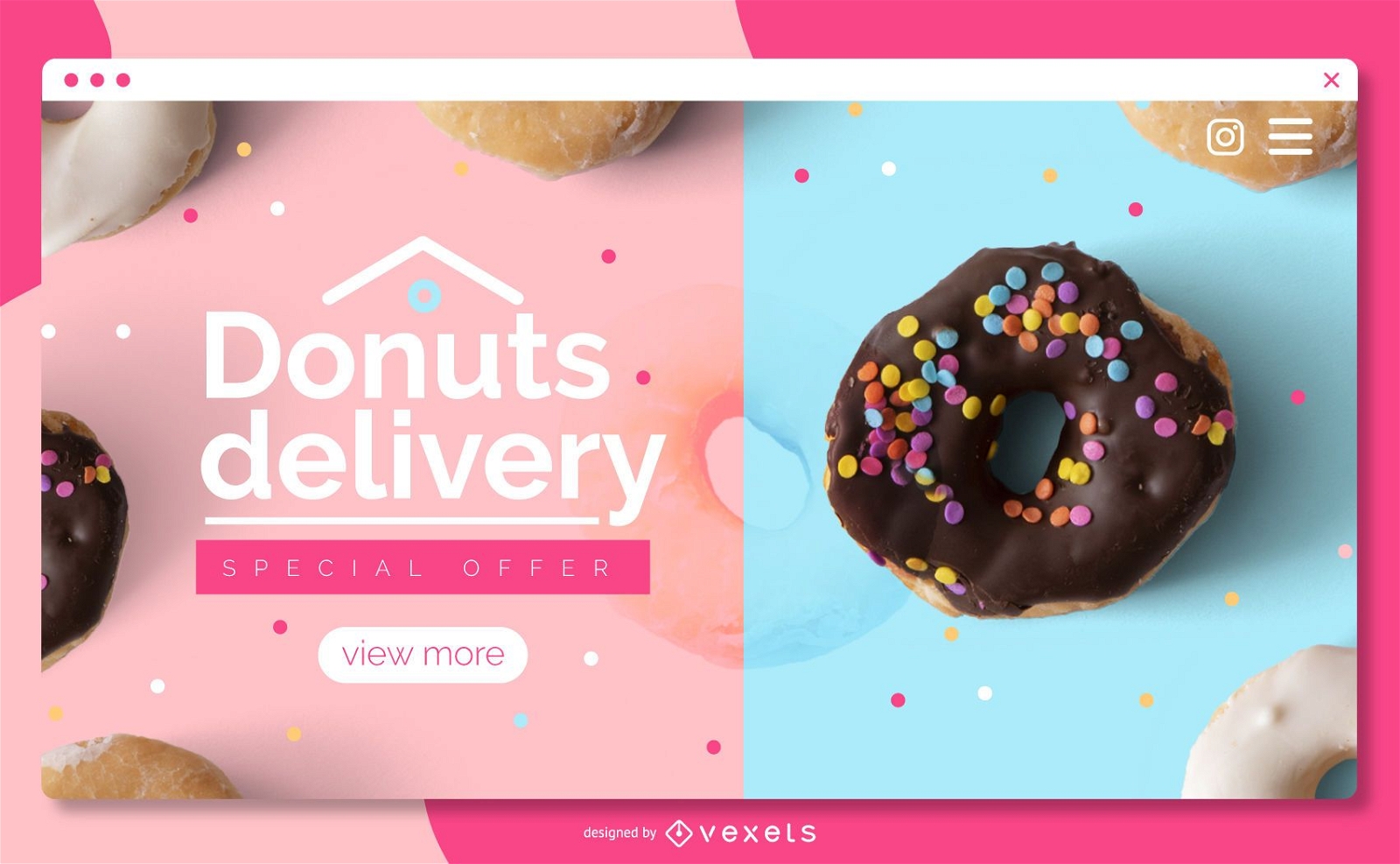 Modelo de página de destino para entrega de donuts