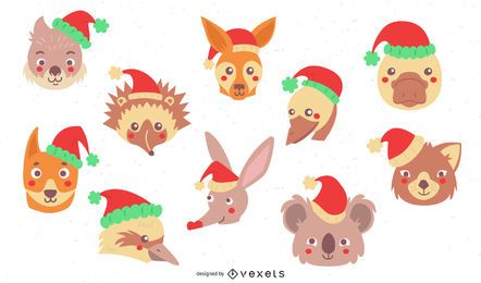 Christmas animals flat collection