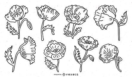 Poppy flowers stroke pack Poppy flowers stroke pack