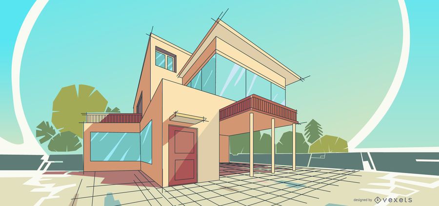 Architecture House Illustration Design Architecture House Illustration Design