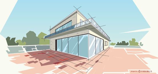 Moderne Hausillustration der Architektur Moderne Hausillustration der Architektur