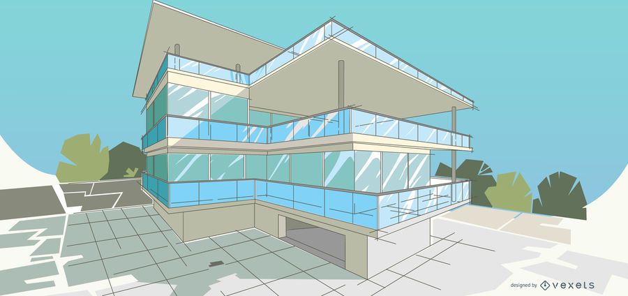 Architectural modern building illustration Architectural modern building illustration