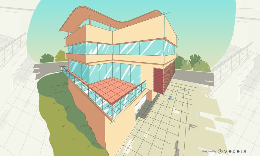 Architecture perspective building illustration Architecture perspective building illustration