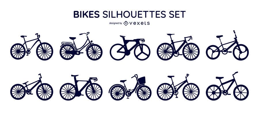Conjunto de siluetas de bicicletas Conjunto de siluetas de bicicletas
