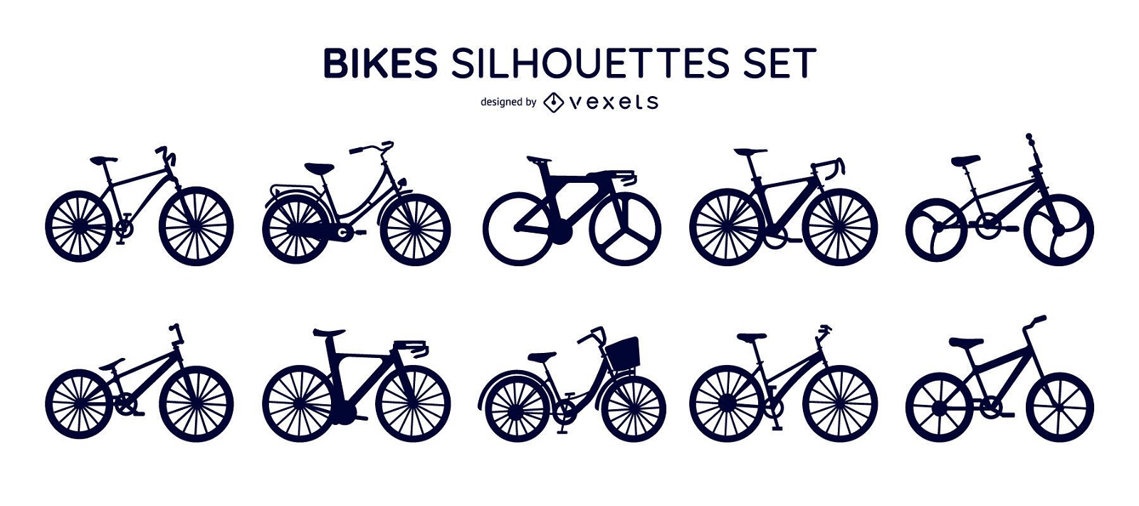 Conjunto de silhuetas de bicicletas